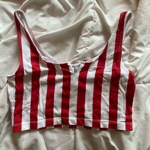red and white cropped tank top